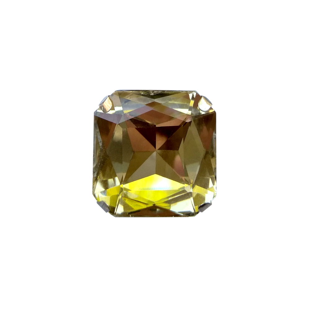 Стразы пришивные в металле, квадрат, 23*23мм, light topaz, шт. Стразы пришивные в металле