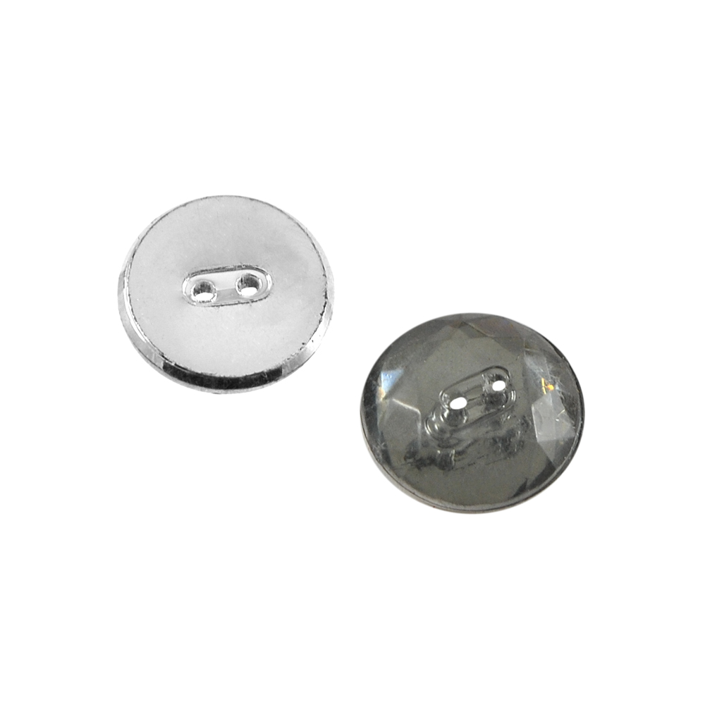 Пуговица акрил Алмазная грань 15мм 2-ударная, серая, шт. Пуговица Акрил, Кристалл