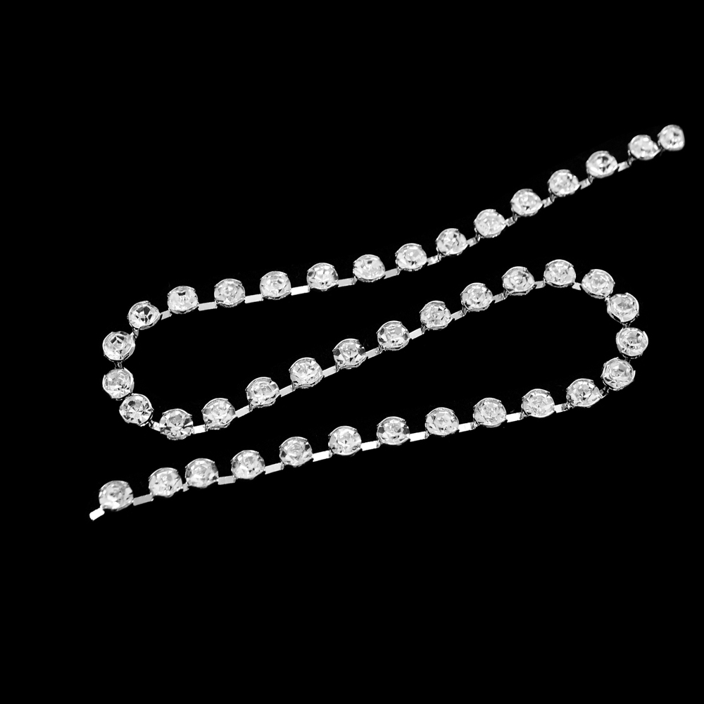 Тесьма стразы SS22 никель, белые камни, ярд. Тесьма из страз