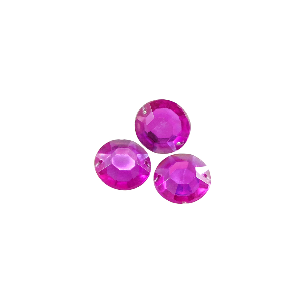 Стразы стекл. пришивн. №18  кругл. плоск. малинов. (18мм), 1тыс.шт. Стразы пришивные
