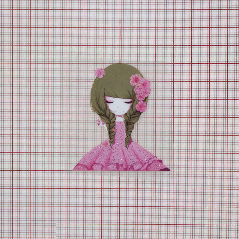 Термоаппликация Девочка Сакура мальнькая 5,5*6см., розовая, шт. Термоаппликации Накатанный рисунок