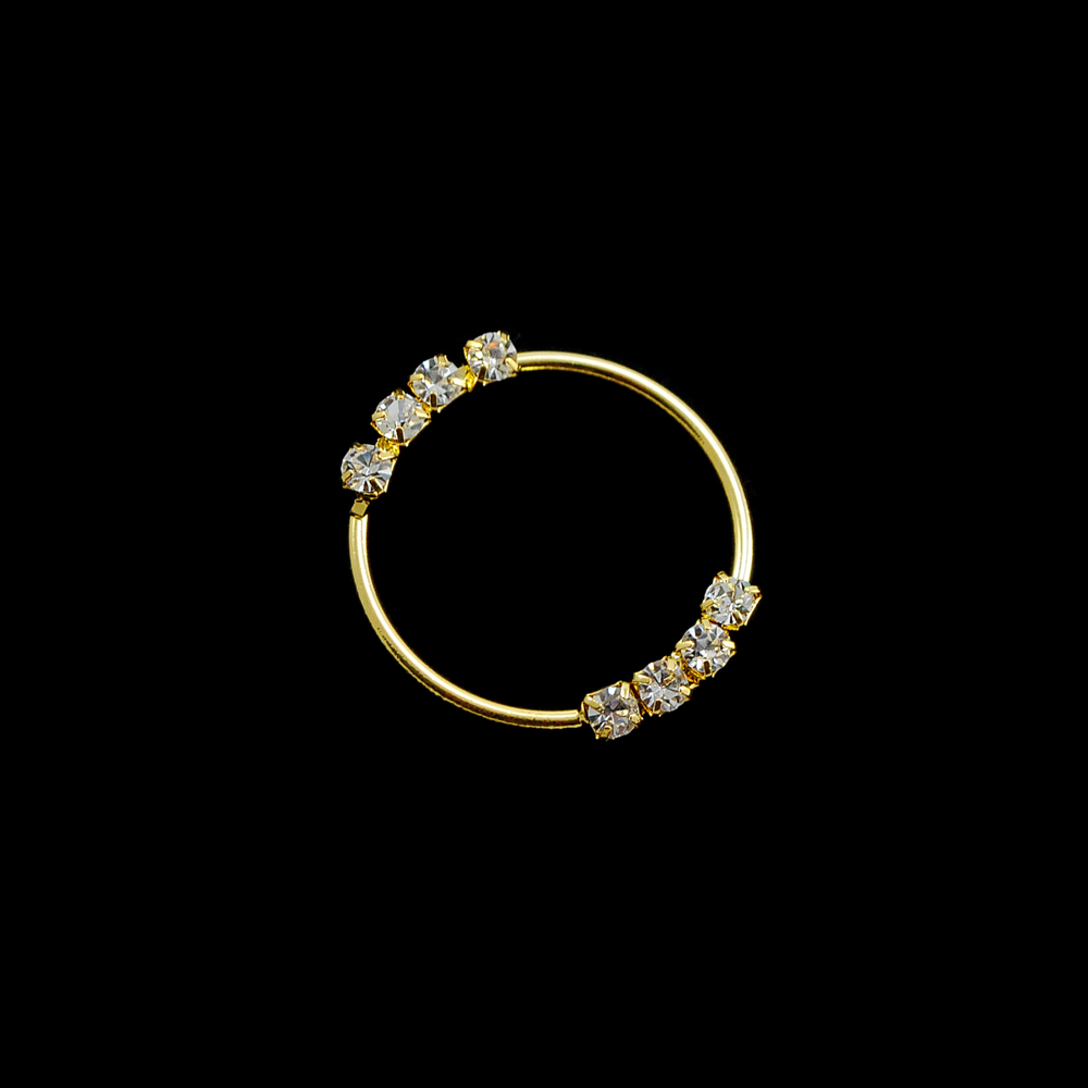 Укр. стекл. А-286 (7889) GOLD обруч мал. 4 камн.. Перетяжка металл со стразами