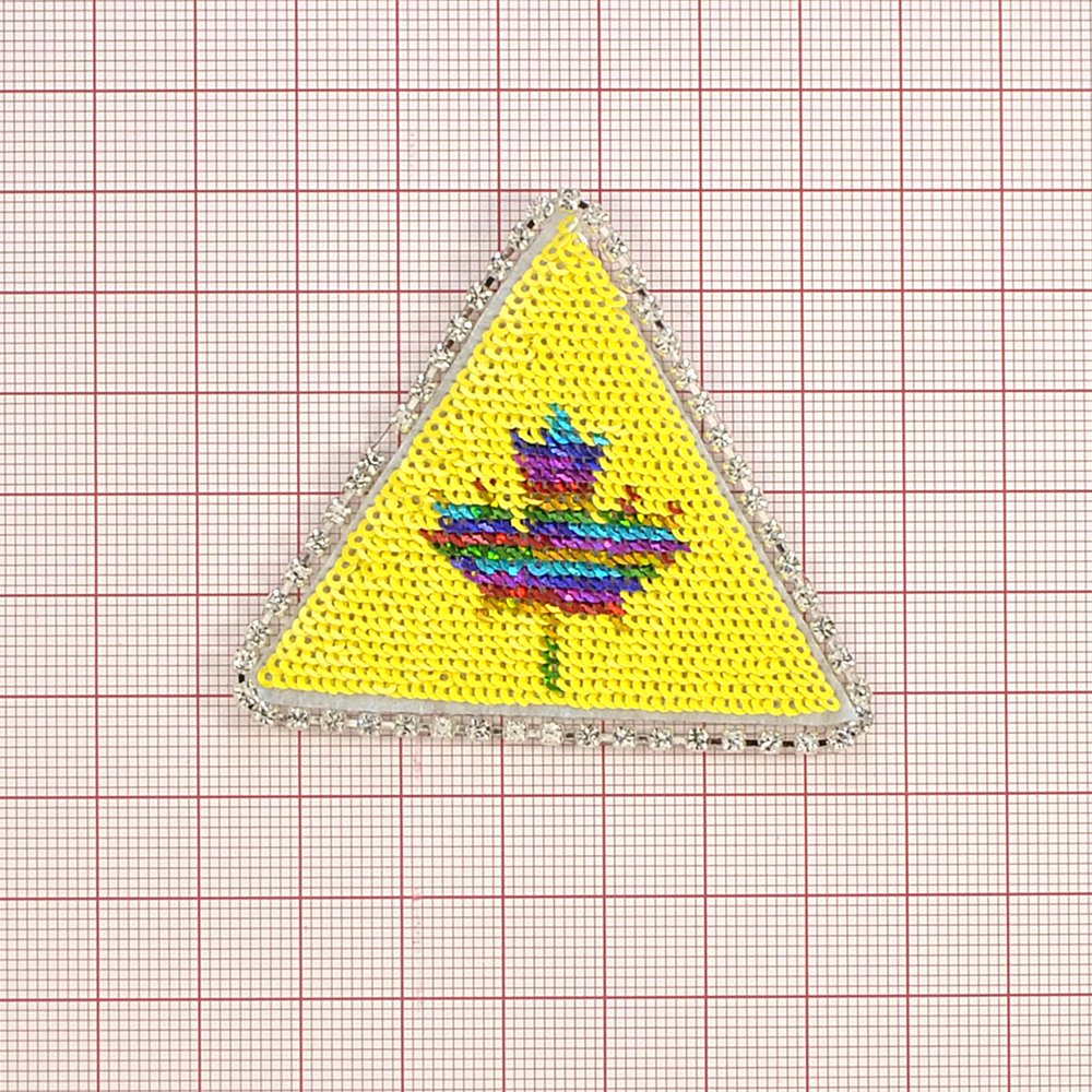 Аппликация клеевая, пайетки, Лист клена, 7*5,5см, желтый, синий, красный, шт. Аппликации клеевые Пайетки