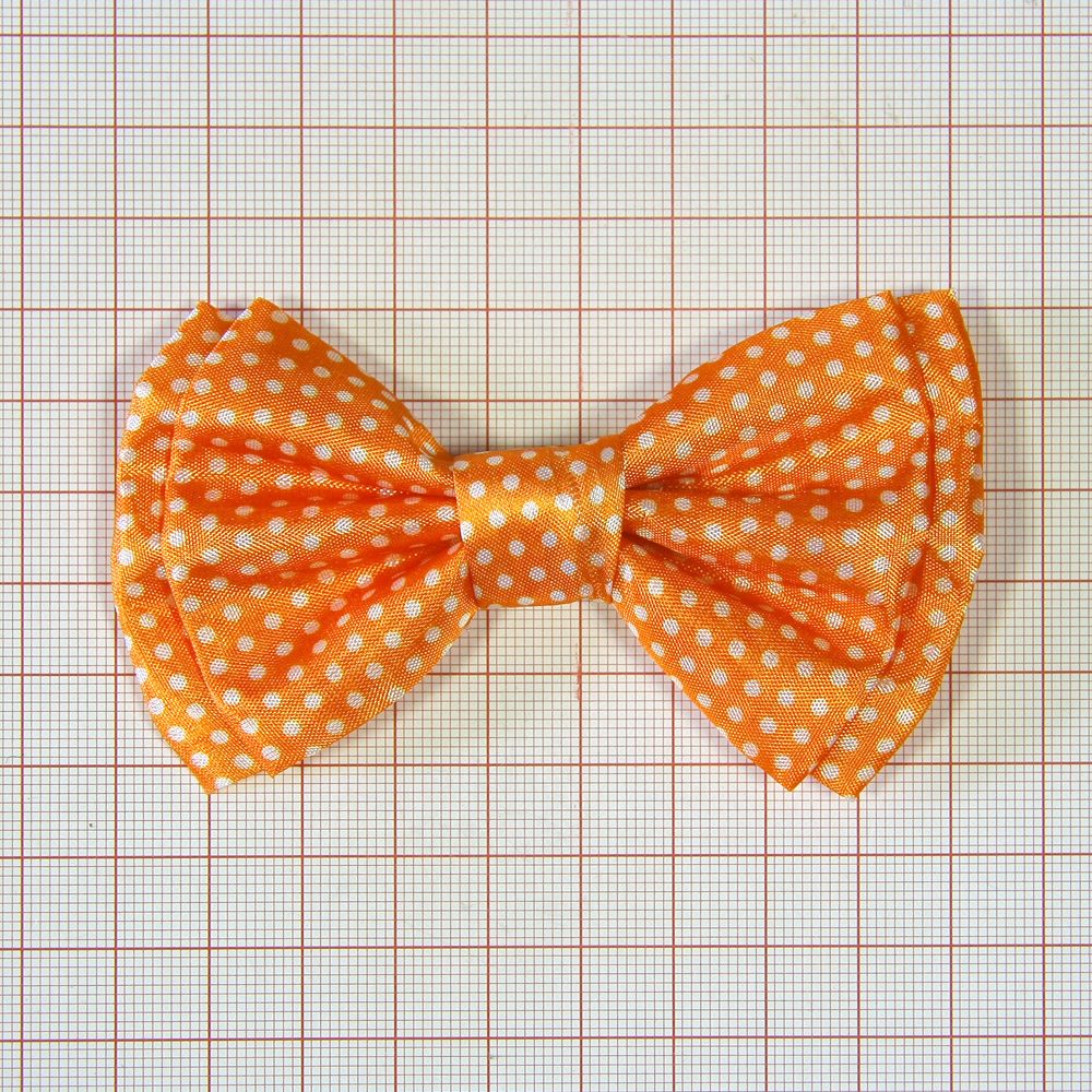 Аппликация декор обувная SAF2198 9*6см оранжевый бантик, бел. мелк. горох, шт. Аппликации Пришивные Цветы Банты