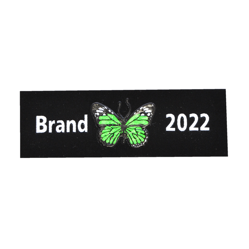Лейба ткань Бабочка Brand 2022, 2*6см, черный, серый, зеленый, шт. Лейба Ткань