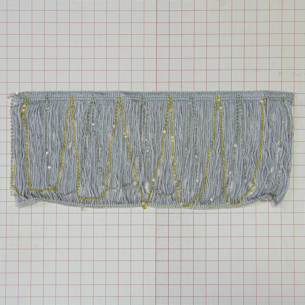 Бахрома с цепями 10см серебро  м. Бахрома