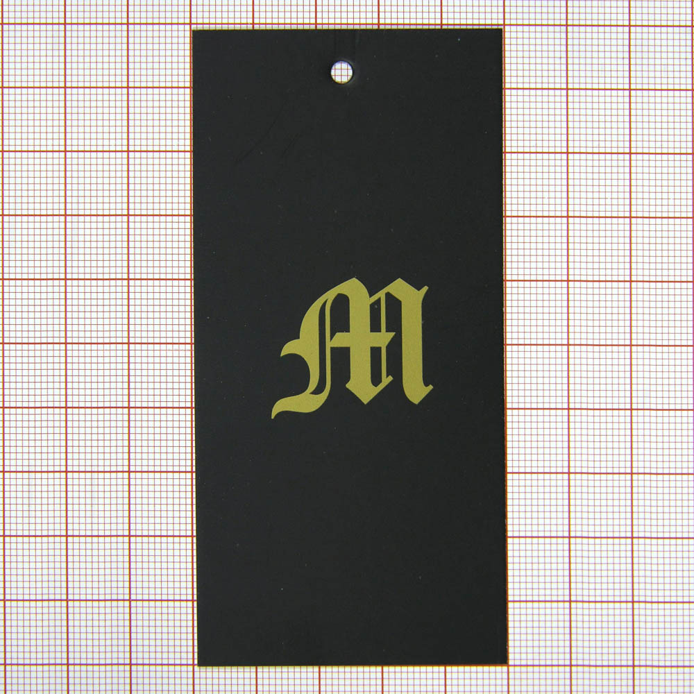 Этикетка бумажная M черная, золото. Этикетка бумага