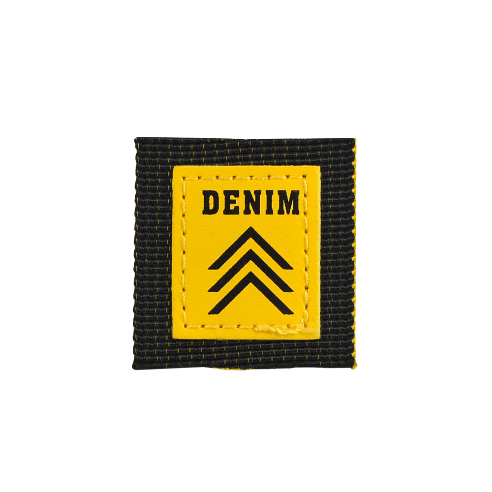 Лейба тканевая Denim, 3,5*4см, черный, желтый, шт. Лейба Ткань