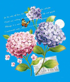 Термоаппликация резиновая Сирень и бабочка, 20*18,48см, зеленый, голубой, розовый, сиреневый, шт. Термоаппликации Накатанный рисунок