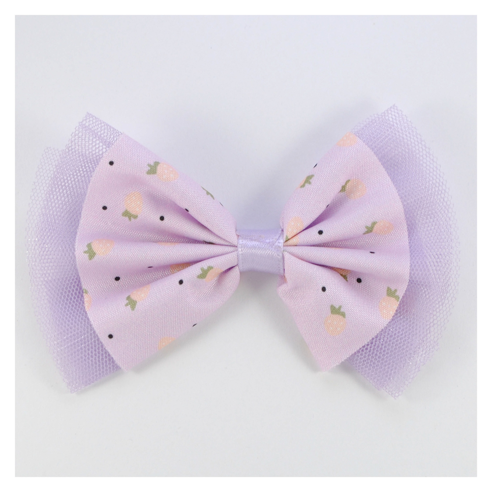 Аппликация тк. приш. дет. бант с клубничками 6*10см, фиолет., роз., шт. Аппликации Пришивные Цветы Банты