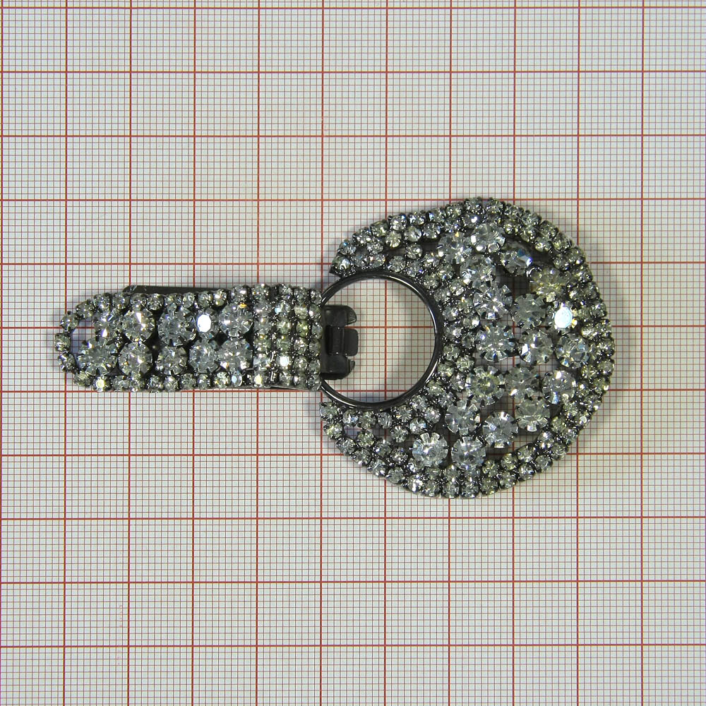 Укр.стекл.  TS1103359 крючок 80*46мм, BN, бел. камни шт. Клипсы шубные, крючки