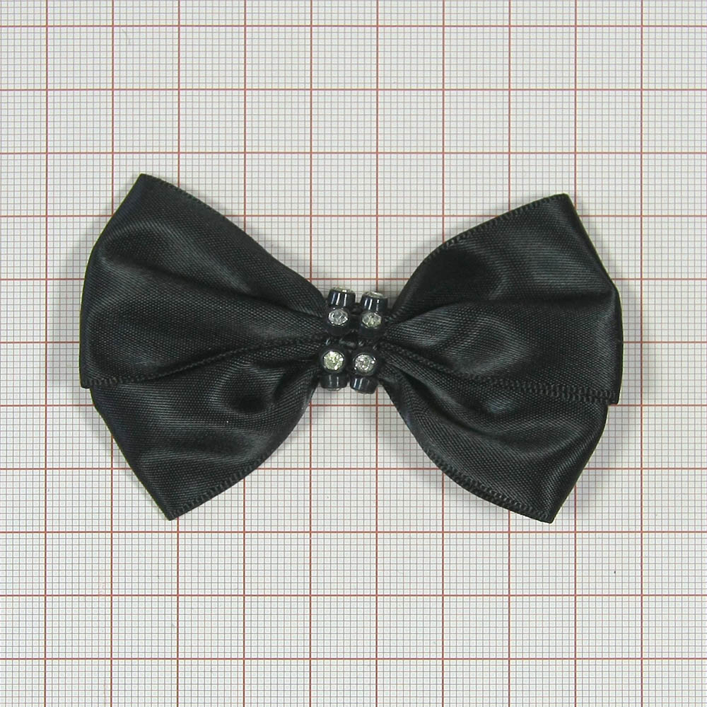 Аппликация декор обувная SABF2148 черный бантик, стекл. укр., шт. Аппликации Пришивные Цветы Банты