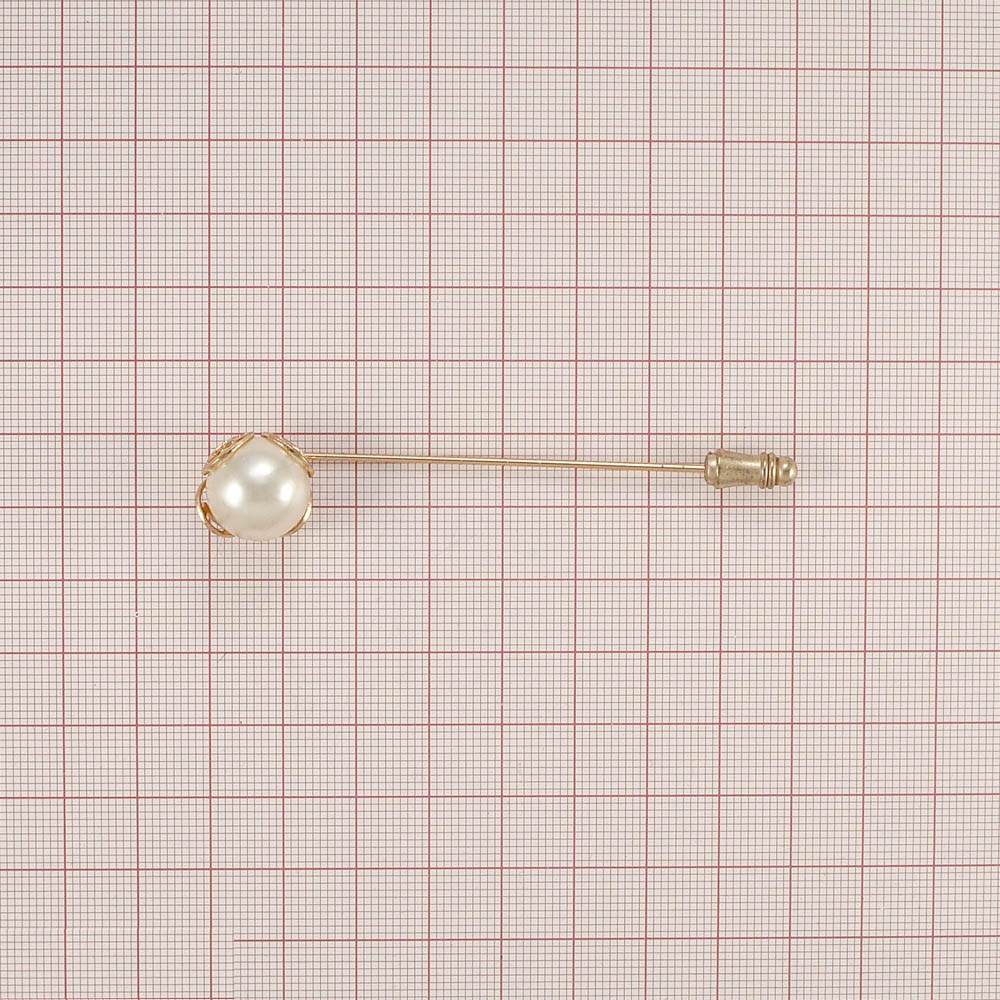 Булавка Жемчуг 8*1,8см gold и белый жемчуг, шт. Булавки