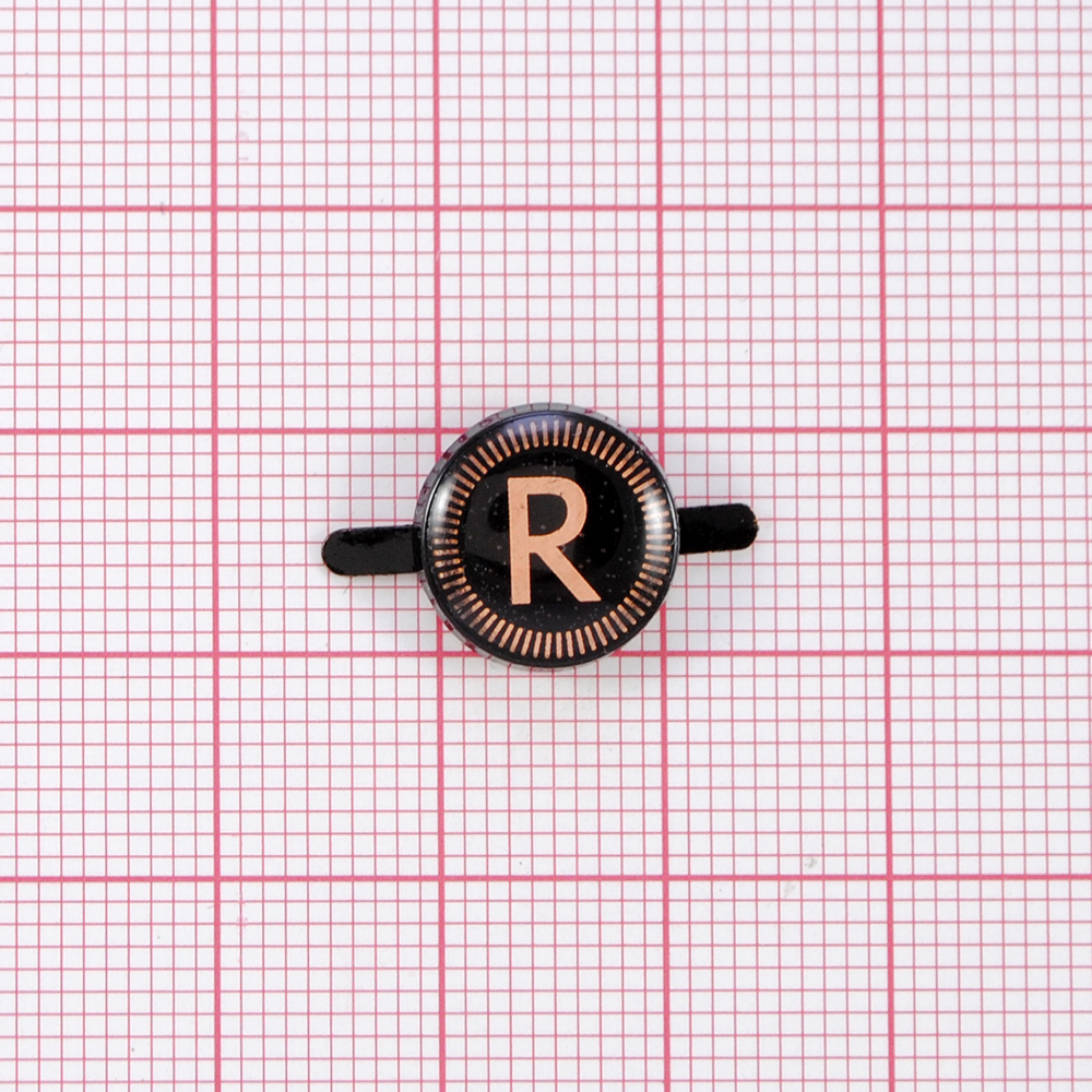 Краб металл буква "R", 1,2*1,2см,  черный, розовое золото, шт. Крабы Металл Надписи, Буквы