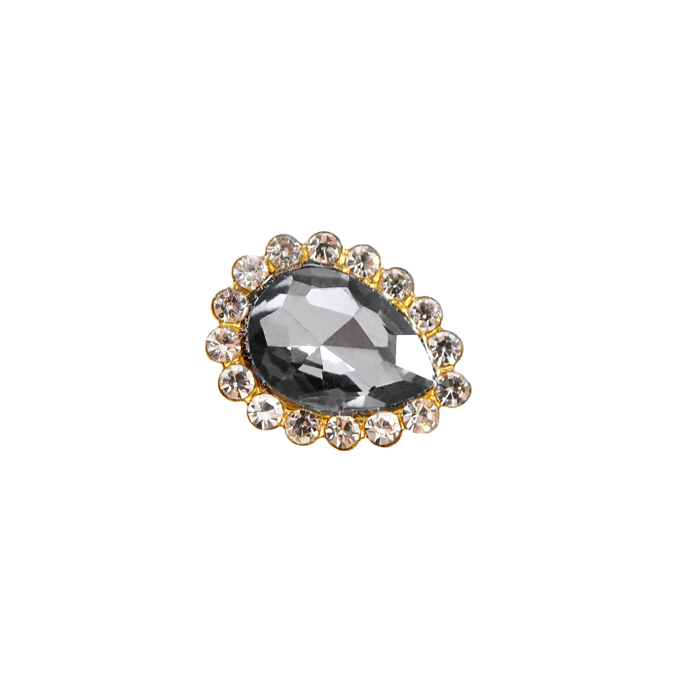 Стразы пришивные в металле, оправа из камней, капля,  1*1,4см, black diamond, шт. Стразы пришивные в металле