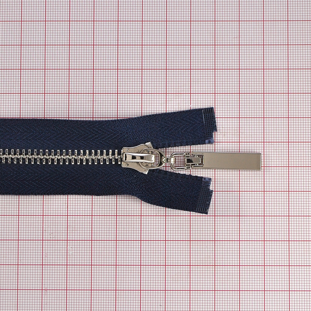 Змейка металлическая №5 85см О/Е NIKEL, синяя ткань, двусторонняя, шт. Змейка Металл