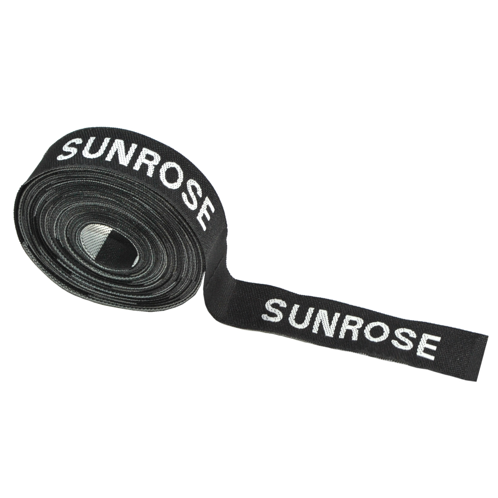 Этикетка тканевая вышитая SanRose /1.5см черная/ . Вышивка / этикетка тканевая