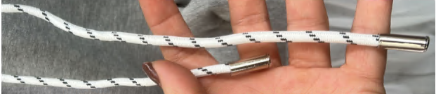 Шнур 5мм с металл наконечниками, 120см, белый, никель, шт. Шнур