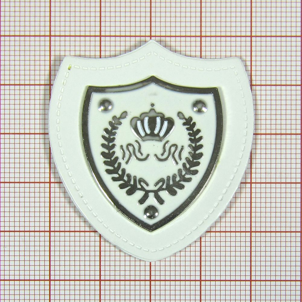 Лейба п/у Корона и венок 40*44мм белая . Лейба Кожзам