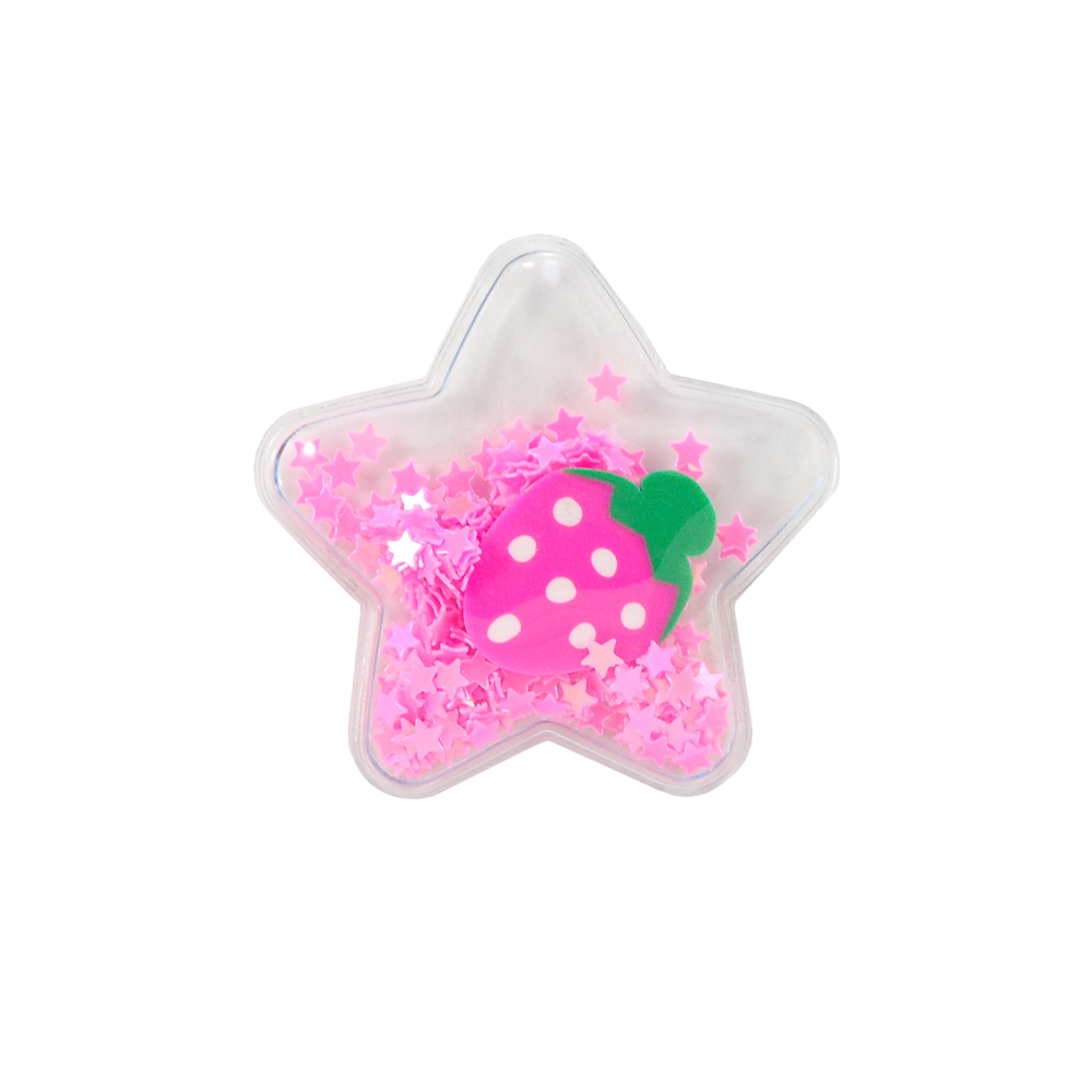 Аппликация пришивная силиконовая Аквариум Звезда с клубникой и звездами, 5*5см, розовый, белый, зеленый, шт. Аппликации Пришивные Резиновые