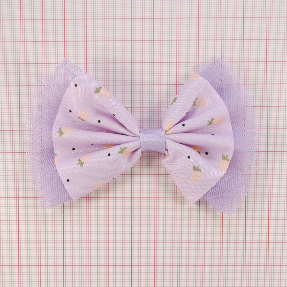 Аппликация тк. приш. дет. бант с клубничками 6*10см, фиолет., роз., шт. Аппликации Пришивные Цветы Банты