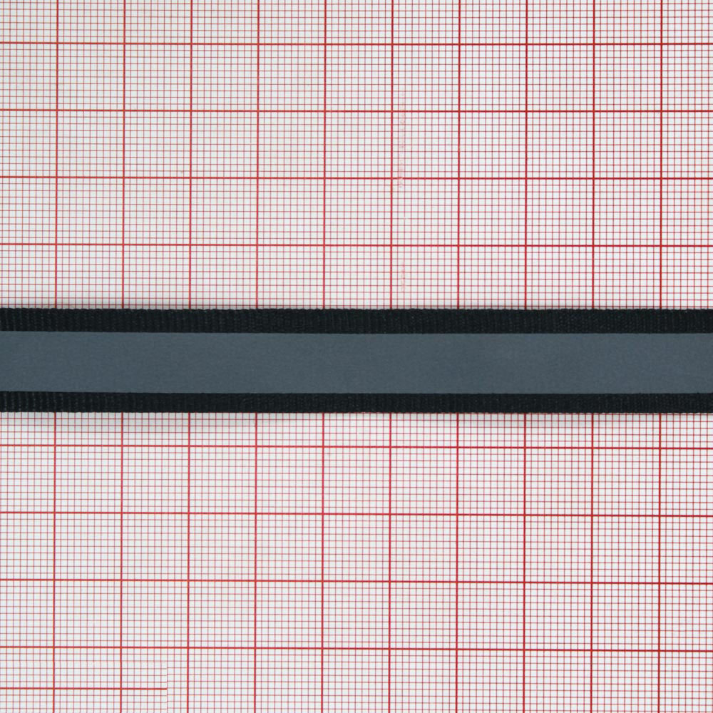 Тесьма светоотражающая на ткани 1,5см, черный, 50ярд. Тесьма