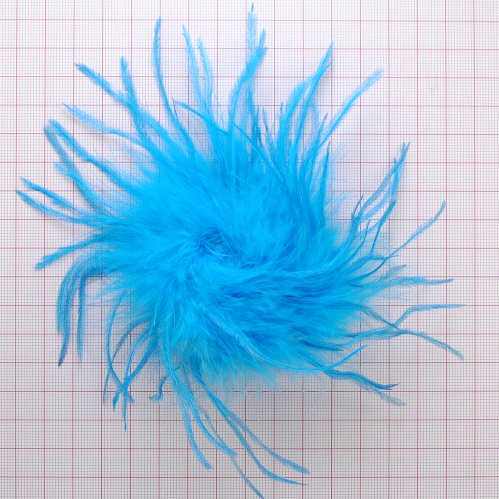 Брошь из перьев, 10-15см, голубой., шт.. Перья