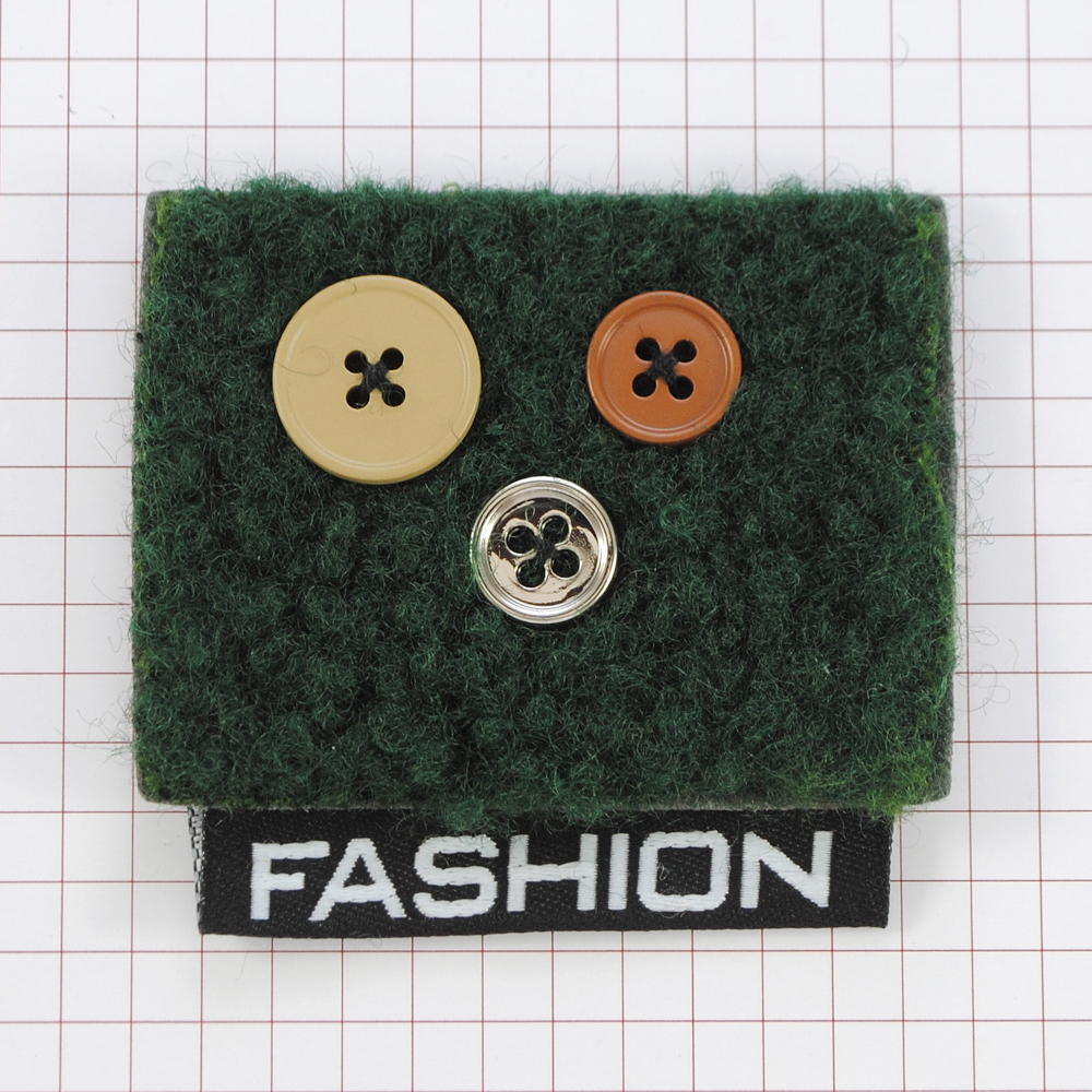 Нашивка махровая Fashion, 5.5*6см,  зеленый, черный, белый.  шт. Нашивка Махровая