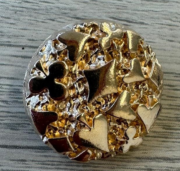 Пуговица металл круглая с фигурами, 20мм,  золото, шт. Пуговица Металл