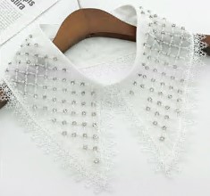 Воротник ажурный с стразами, белый, шт. Воротники