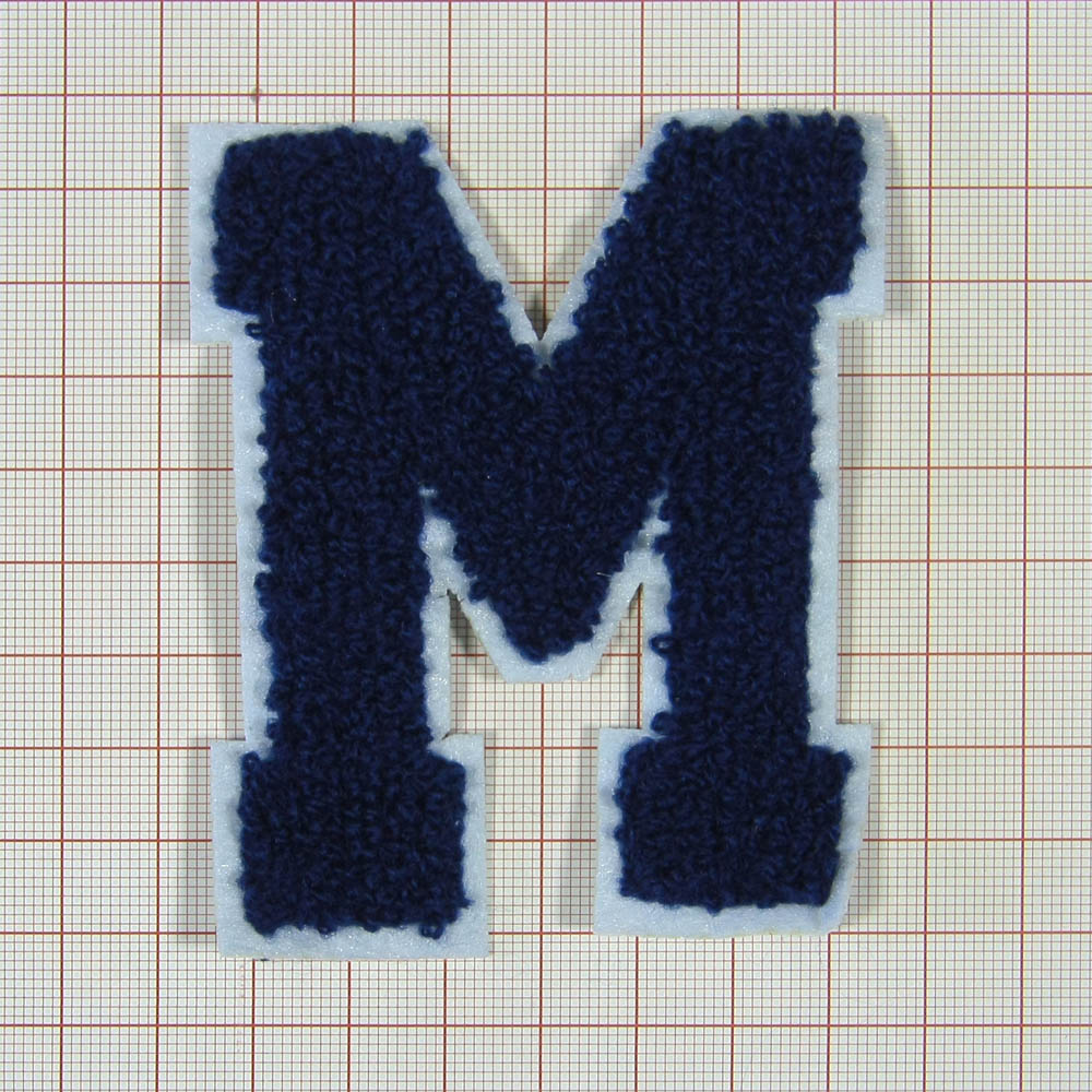 Нашивка махровая M 70*90мм буква синяя, белая, шт. Нашивка Махровая