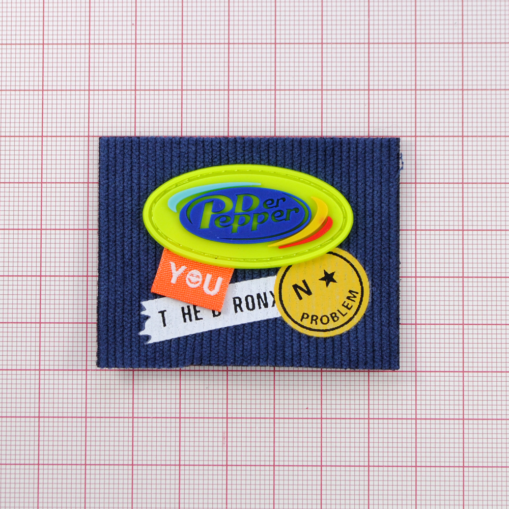 Лейба ткань и резина Der Pepper, 6,5*5см, син., бел., оранж., желт., салат.,  шт. Лейба Ткань