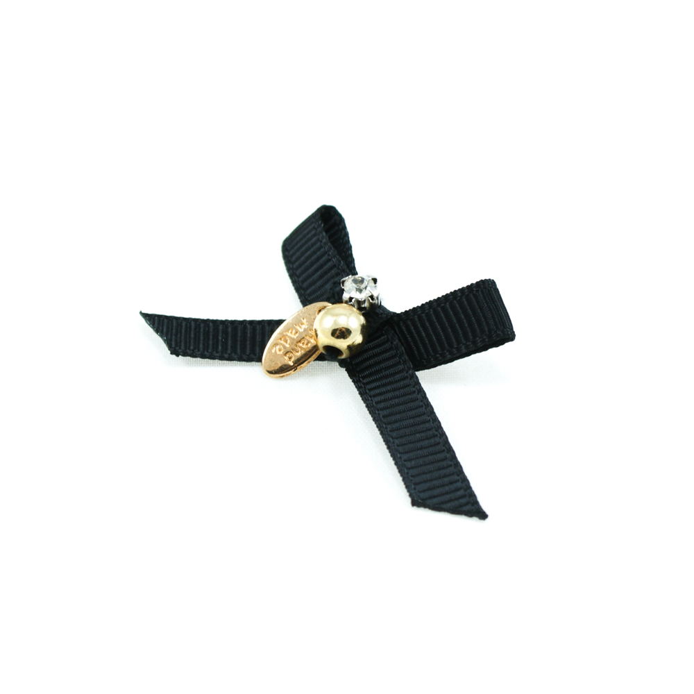 Аппликация декор Ленточка-бант 50*25мм черная, подвесной шарик GOLD, камень. Аппликации Пришивные Обувные