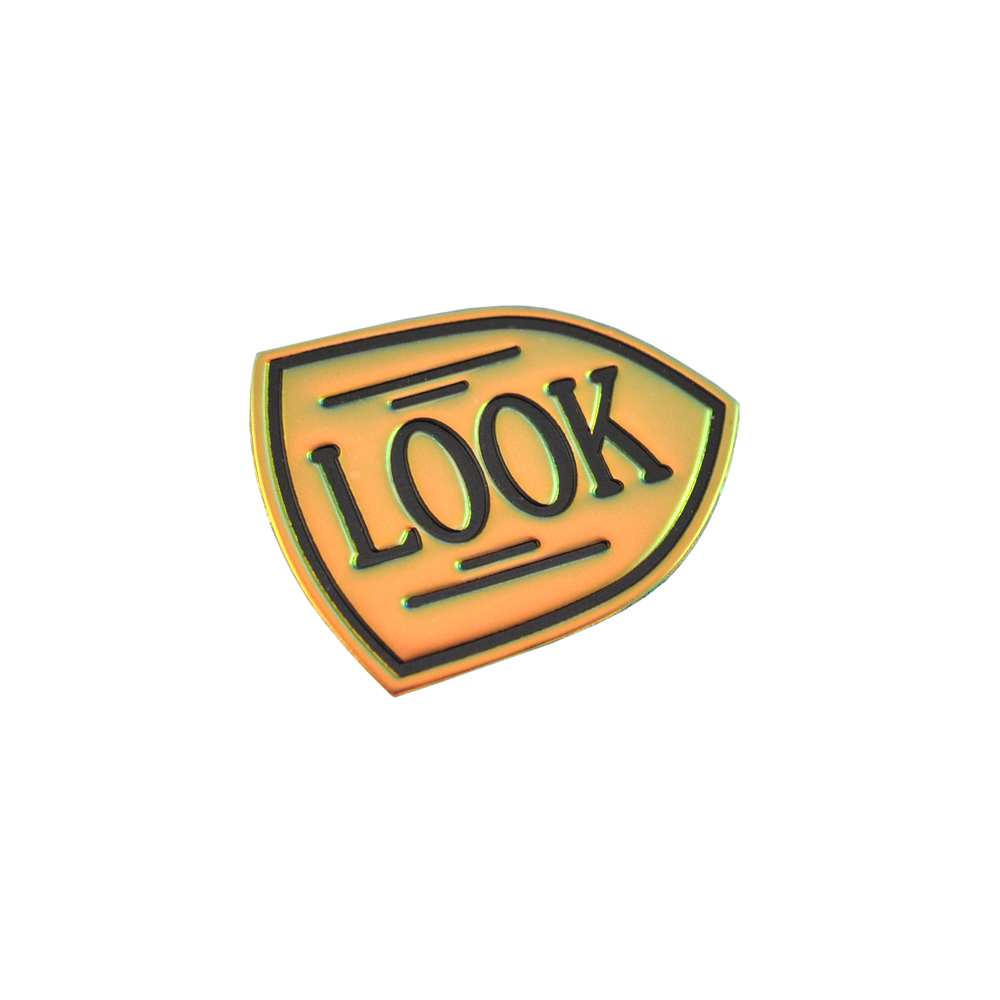 Лейба полиуретан LOOK, 4,5*5,5см., черный, оранжевый, шт. Лейба Кожзам