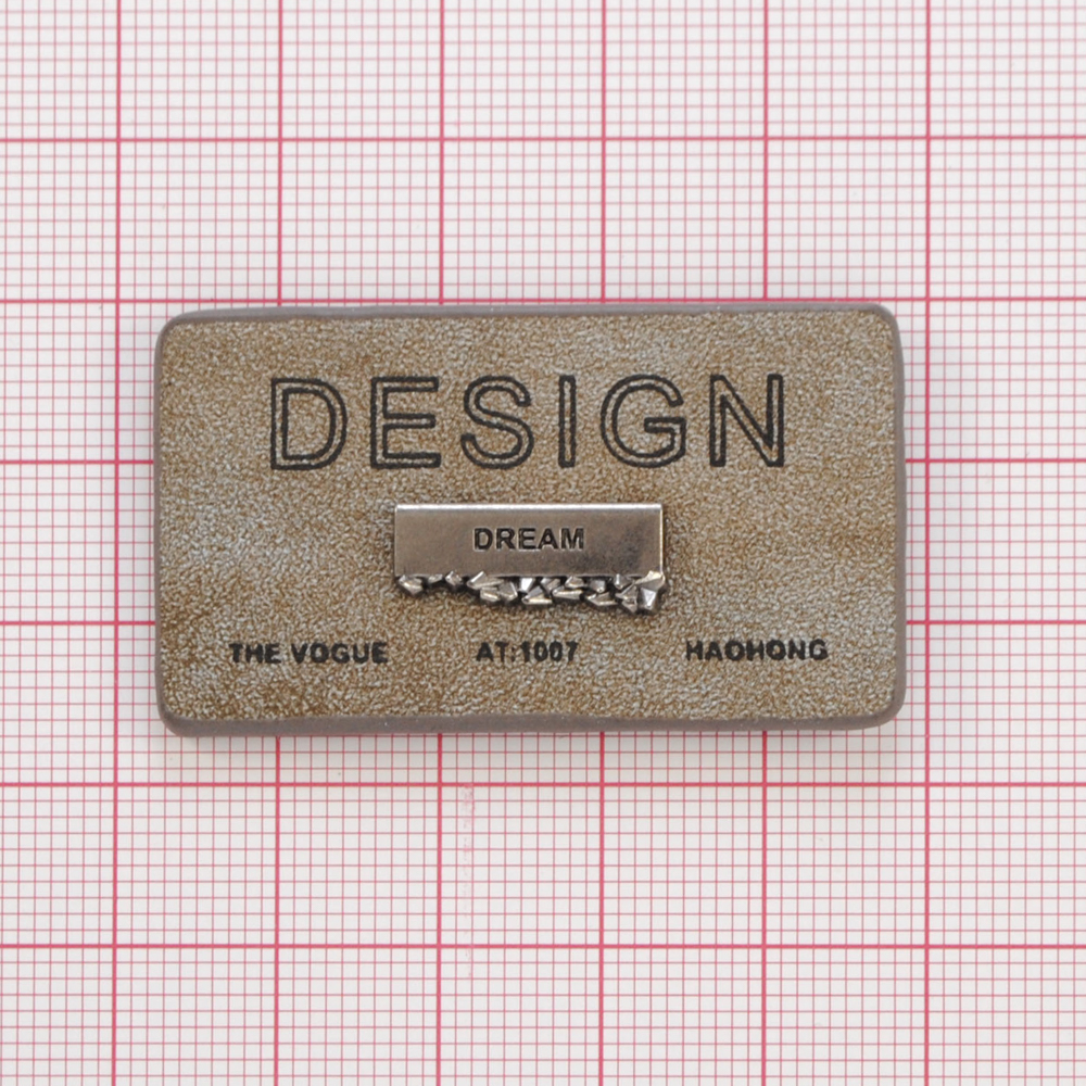 Лейба кожзам и металл Design, 4,6*2,6см, серый, шт. Лейба Кожзам