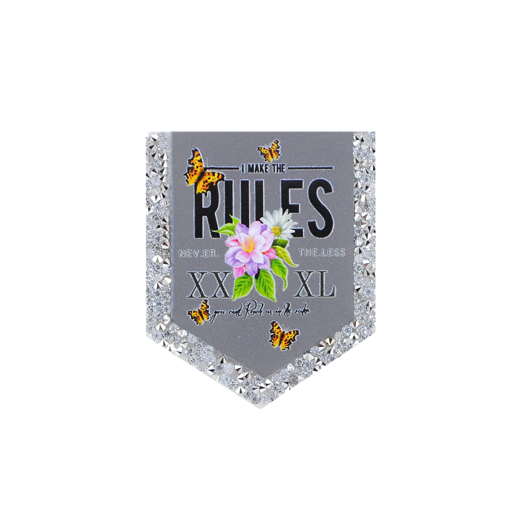 Аппликация клеевая, стразы гречка, Карман Rules, 8,5*7см, белый, черный, розовый, серый, шт. Аппликации клеевые Стразы комб.